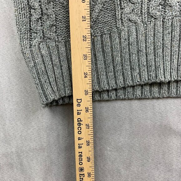 American Eagle Mens Sweater Large Gray Colorblock Crewneck Fisherman Cable Knit - Picture 5 of 6